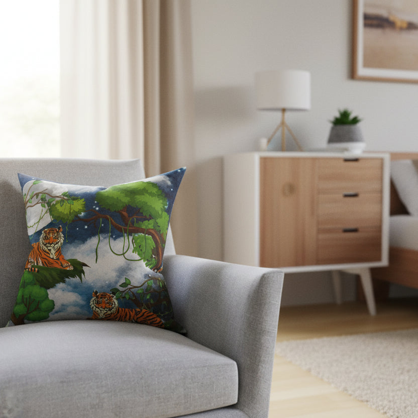 Cozy Tiger Jungle Square Pillow - Perfect for Nature Lovers Printify