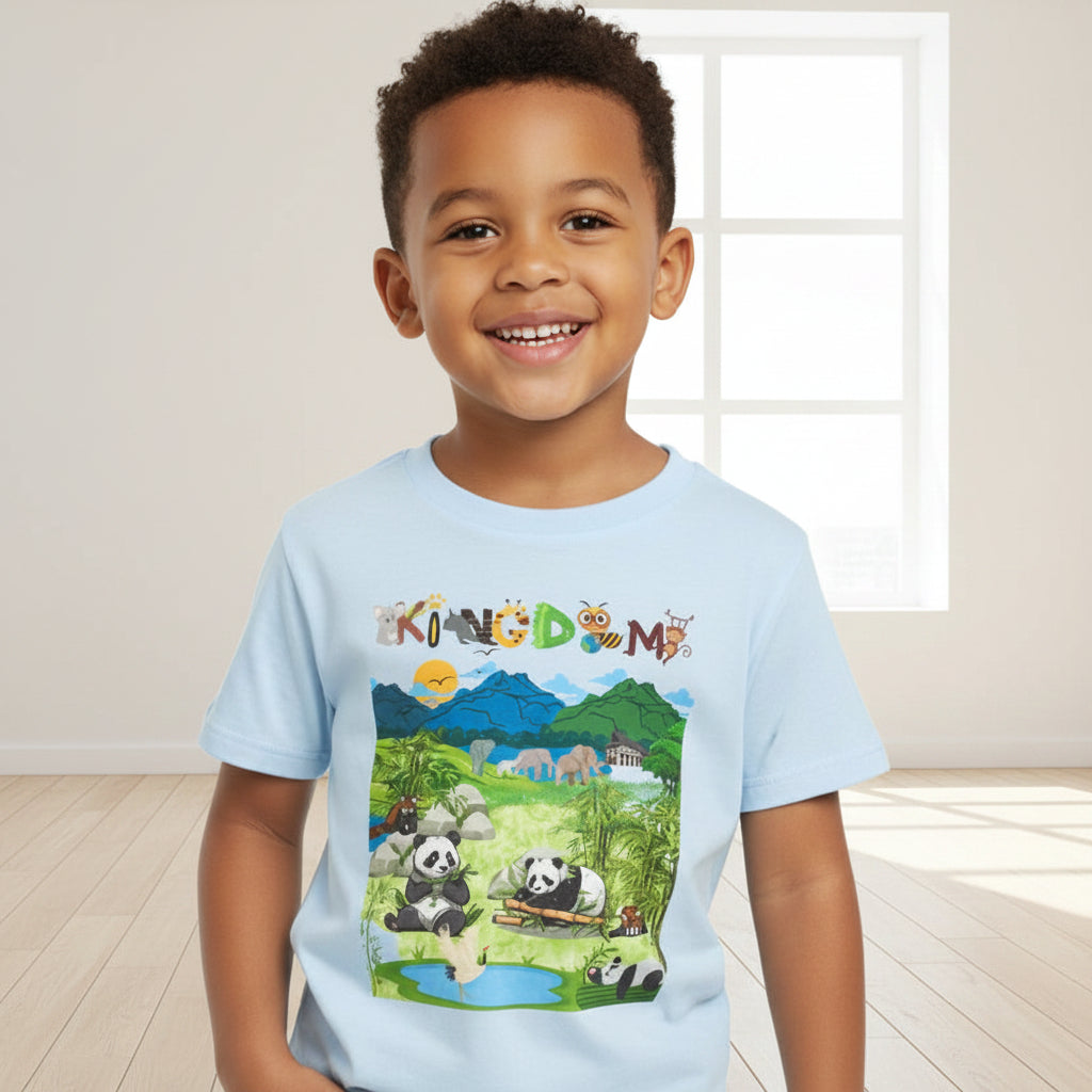 Wild Animals Graphic Toddler T-Shirt, Nature Theme Jungle Safari Shirt, Heavy Cotton Top for Kids