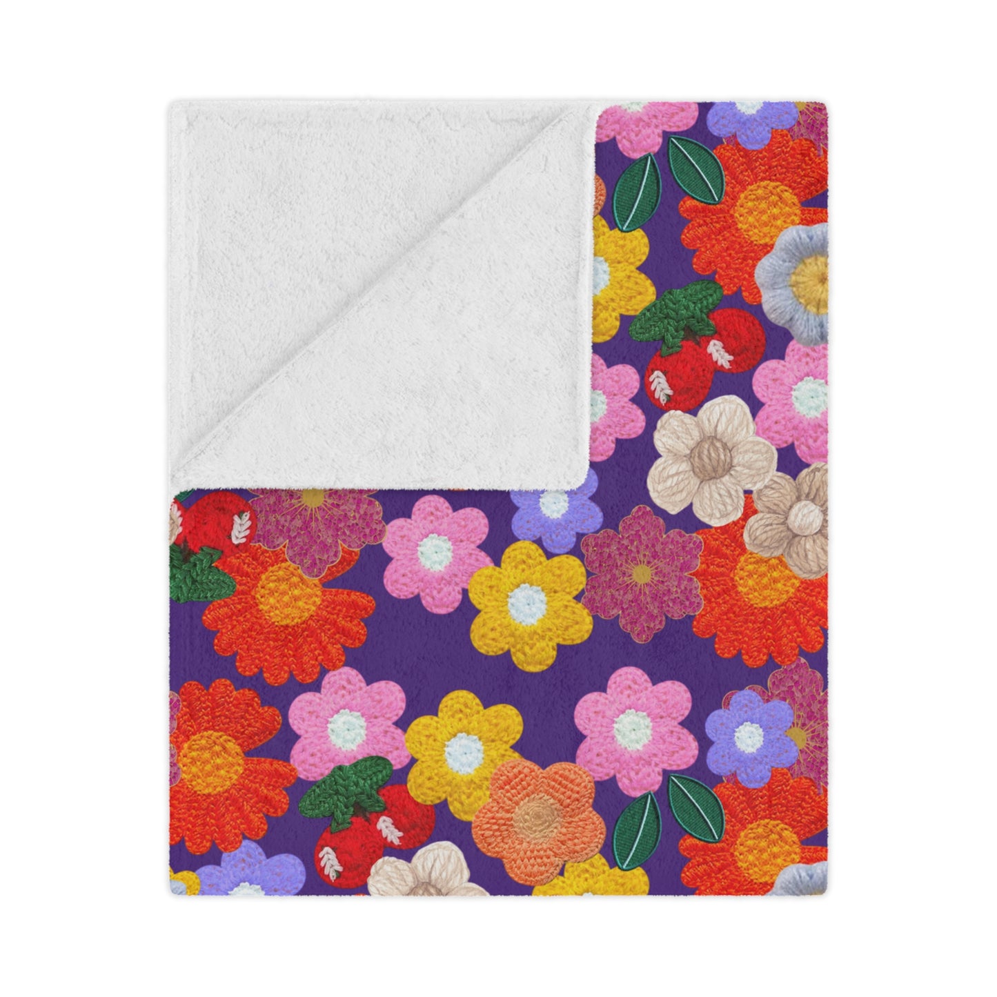 Floral Fiesta Minky Blanket — Bright Retro Flower Pattern, Cozy Throw for Living Room & Kids