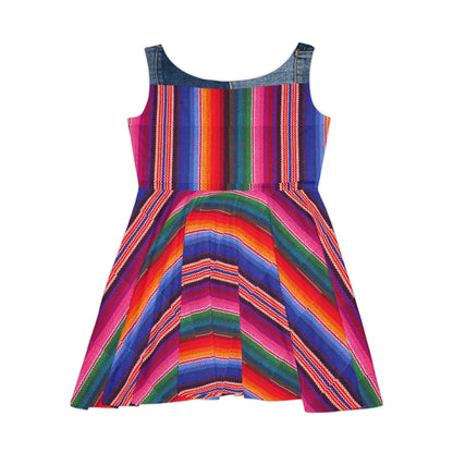 Vibrant Rainbow Striped Women's Skater Dress