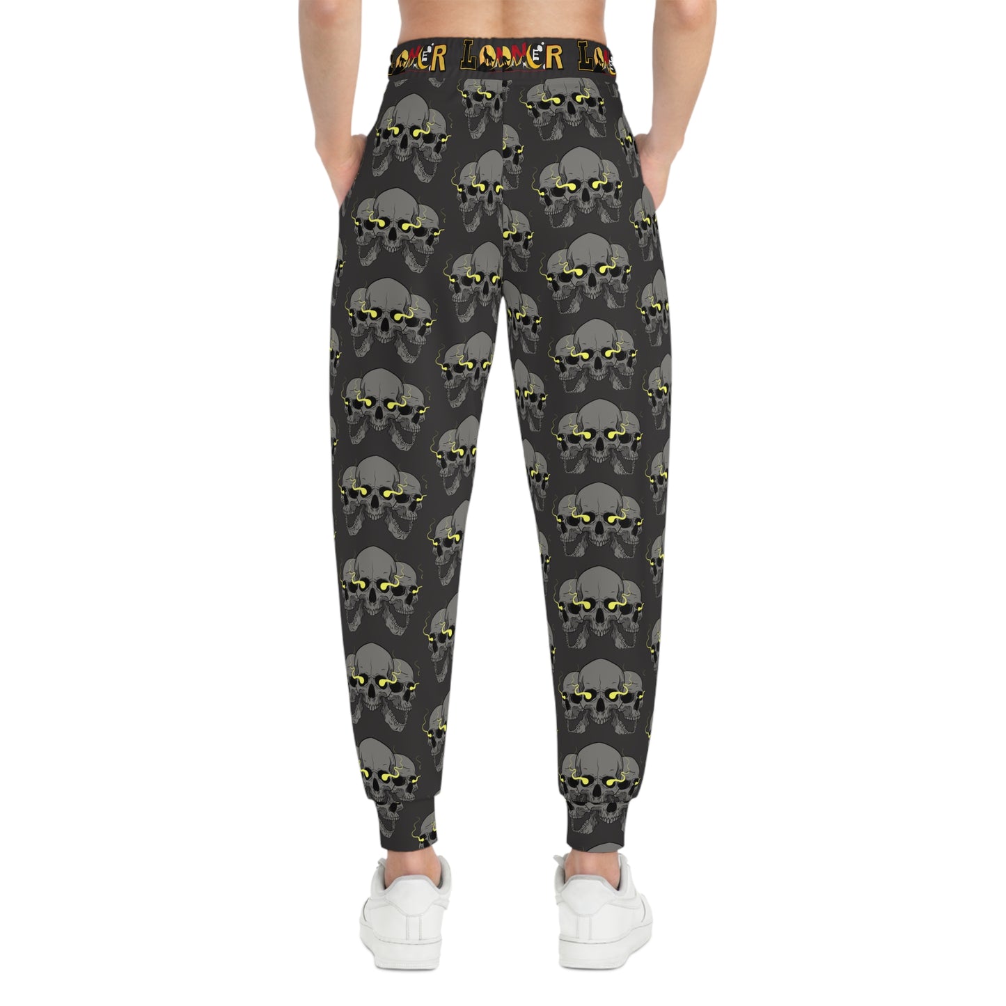 Gothic Skull Print Athletic Joggers, Trendy Loungewear, Gothic Sportswear Printify