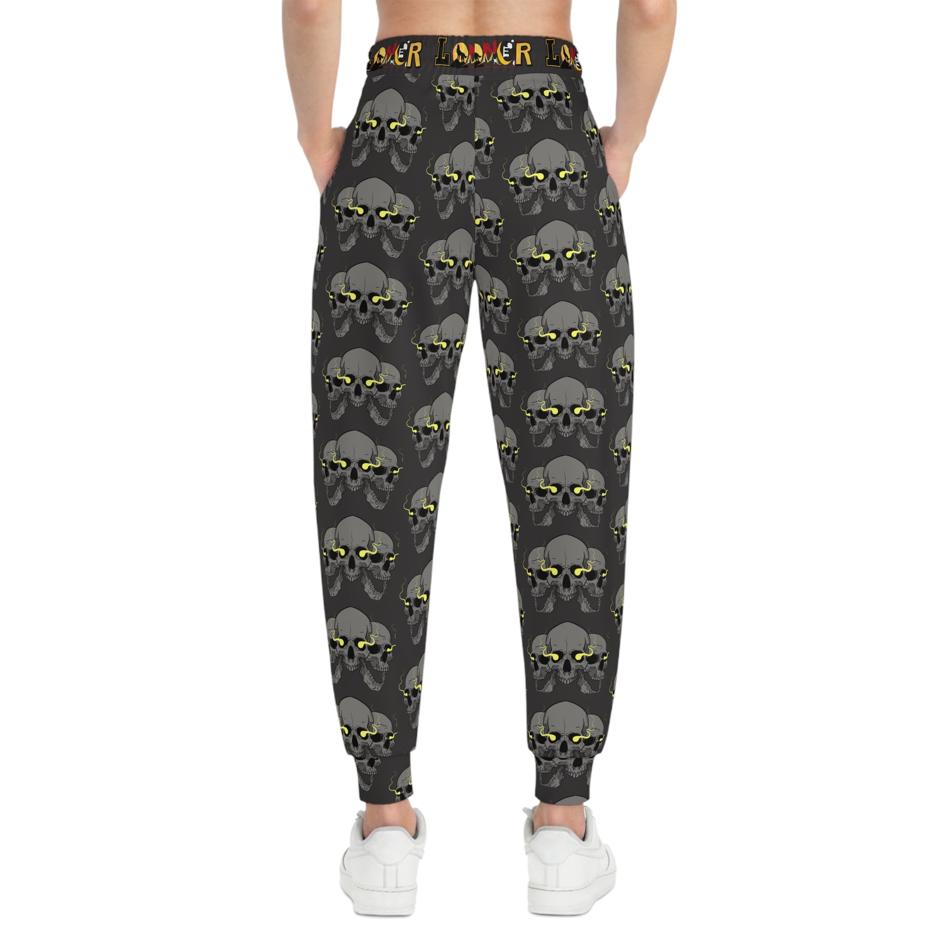 Gothic Skull Print Athletic Joggers, Trendy Loungewear, Gothic Sportswear Printify