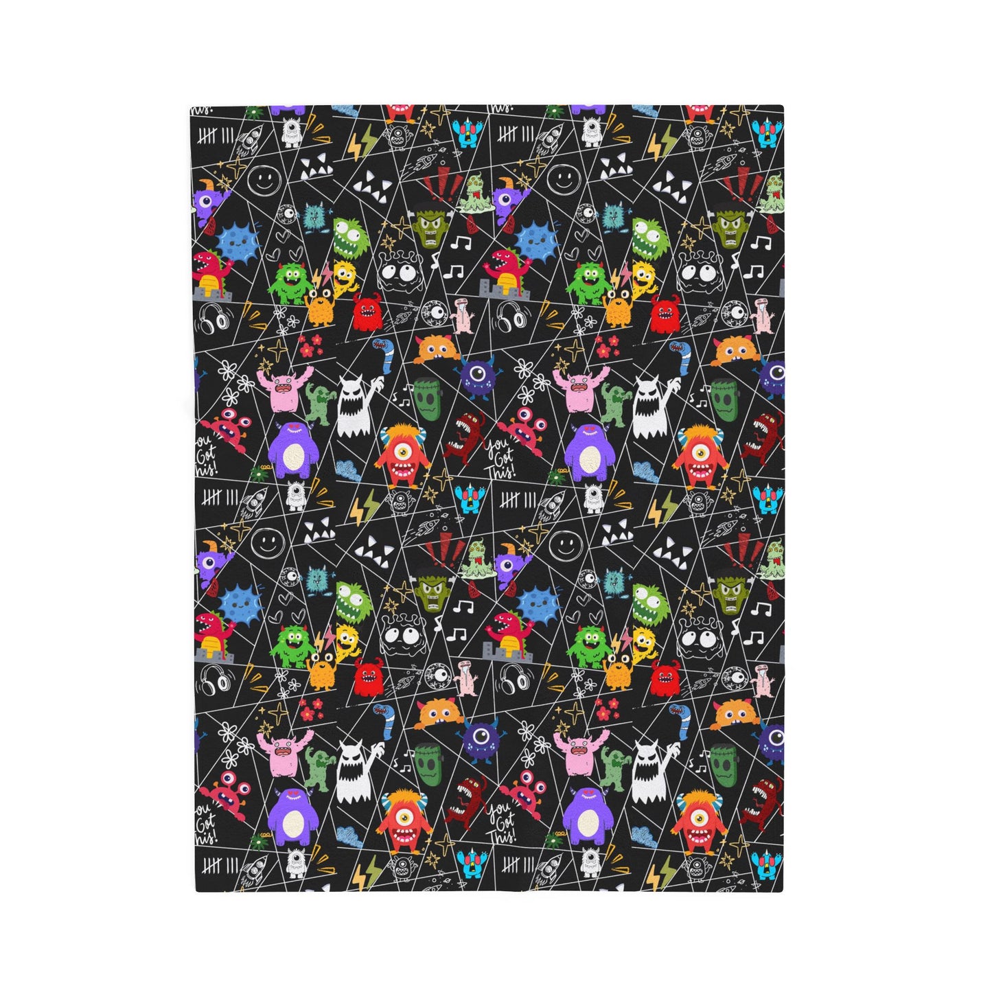 Whimsical Monsters Velveteen Plush Blanket, Soft Fleece Throw, Cozy Bedspread