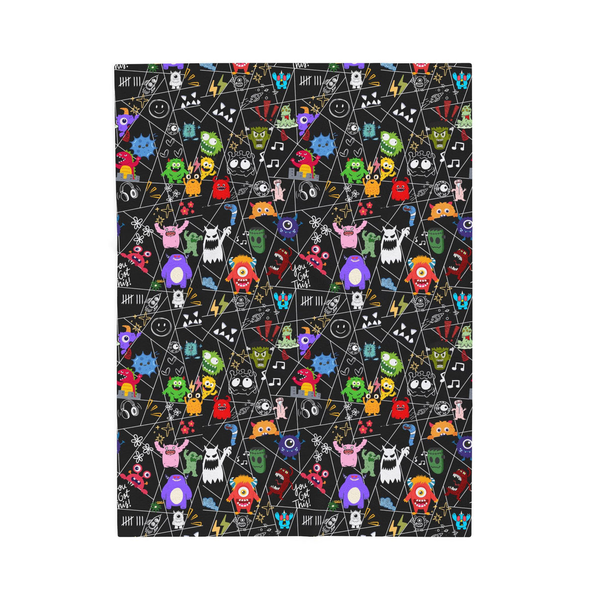 Whimsical Monsters Velveteen Plush Blanket, Soft Fleece Throw, Cozy Bedspread Printify