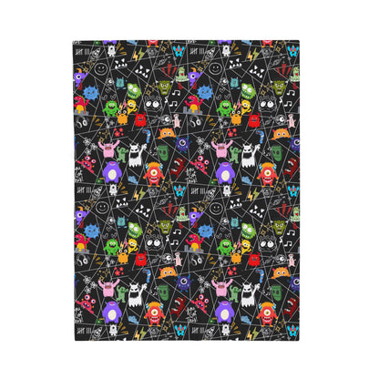 Whimsical Monsters Velveteen Plush Blanket, Soft Fleece Throw, Cozy Bedspread