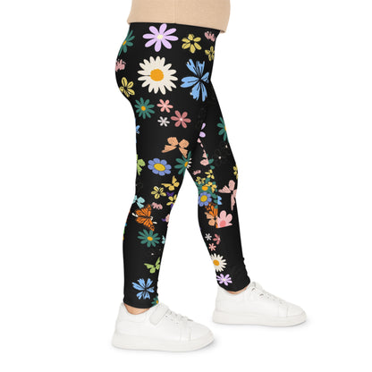 Colorful Floral Kids Leggings - Playful Butterfly & Flower Design