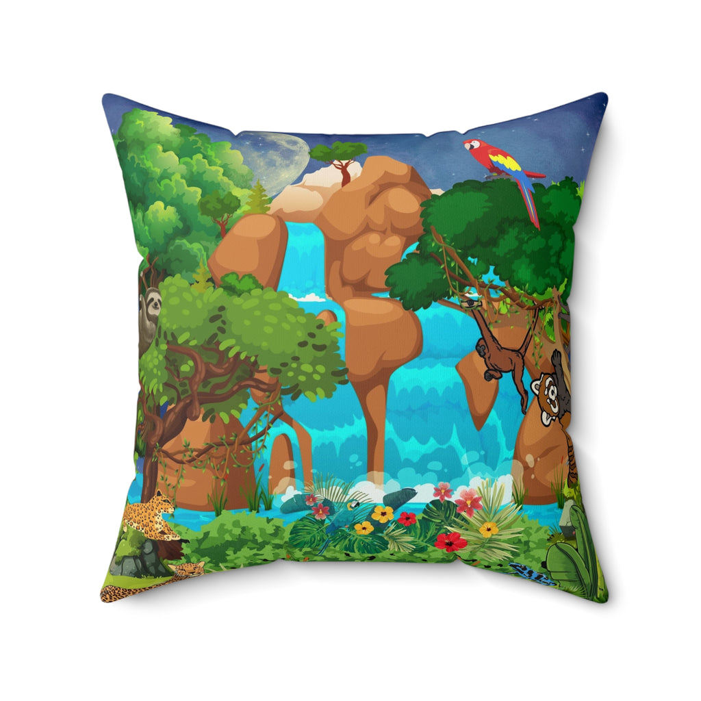 Nature-Inspired Decorative Pillow - Jungle Oasis Design Printify