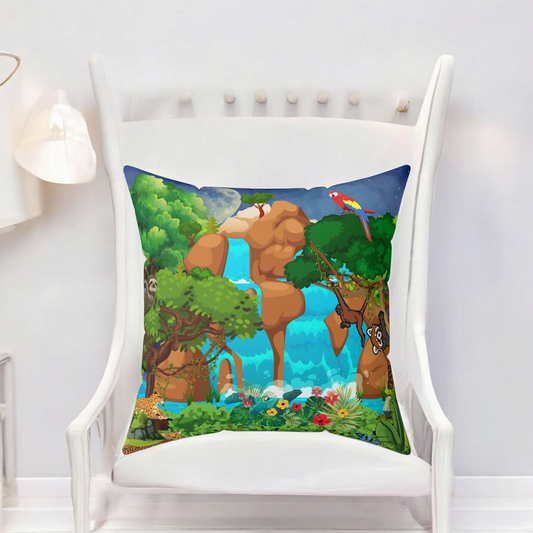 Nature-Inspired Decorative Pillow - Jungle Oasis Design