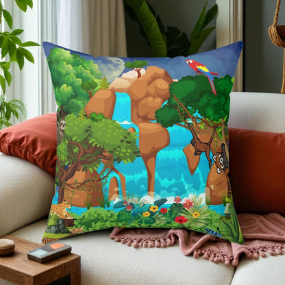 Nature-Inspired Decorative Pillow - Jungle Oasis Design