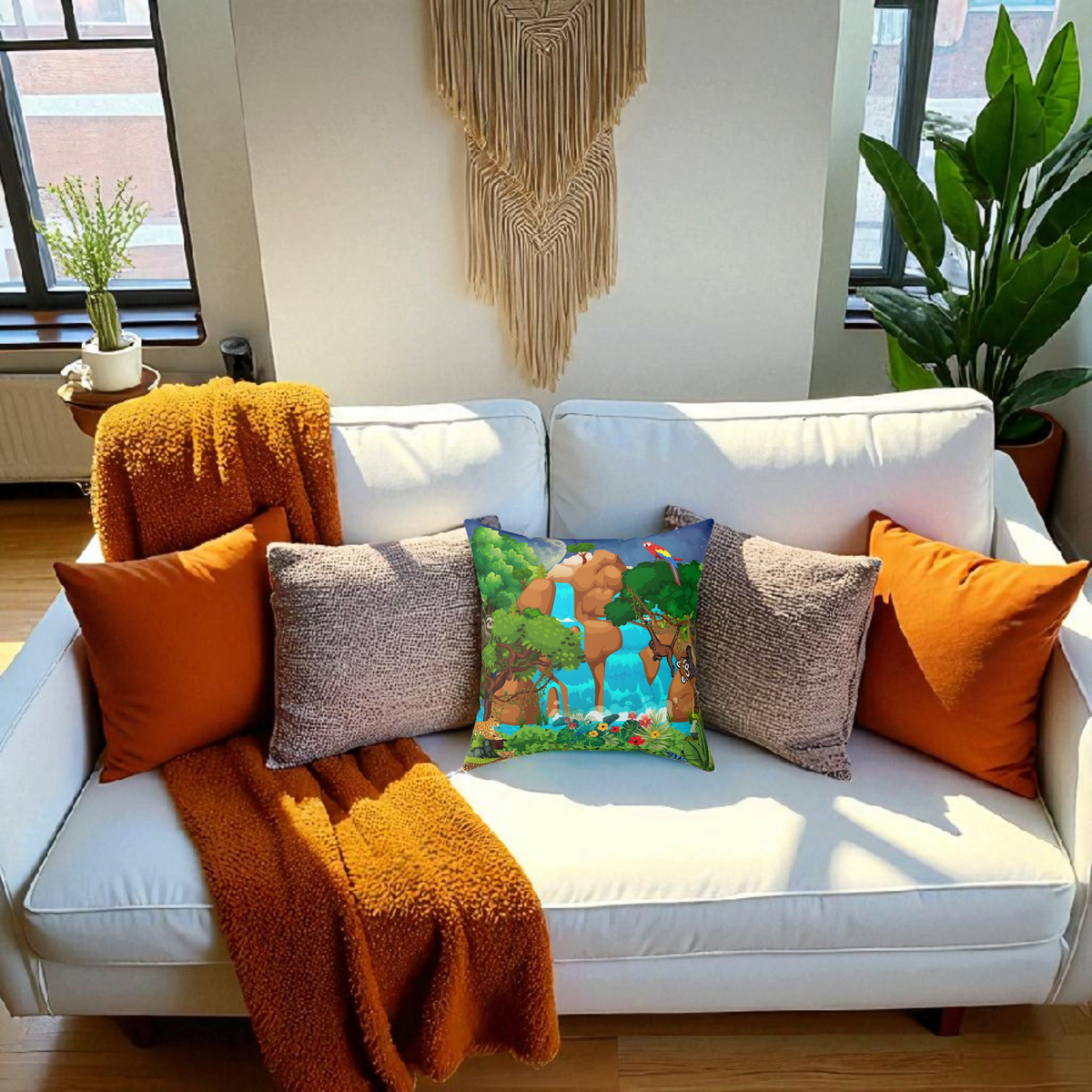Nature-Inspired Decorative Pillow - Jungle Oasis Design Printify
