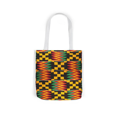 Kente Pattern Canvas Tote Bag — Vibrant African Print Market Tote