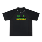 Jamaican Pride, Flag Themed Graphic V-Neck Collared  Unisex Soccer Jersey