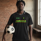 Jamaican Pride, Flag Themed Graphic V-Neck Collared  Unisex Soccer Jersey