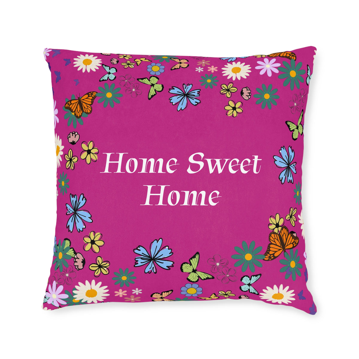 Floral Home Sweet Home Square Pillow - Cozy Decor for Living Room & Bedroom Printify