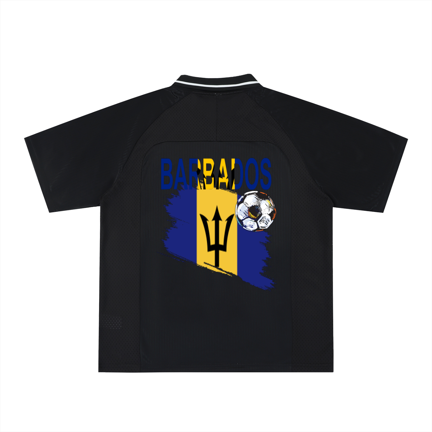 Barbados Flag Themed Graphic Striped V-Neck Unisex Soccer Jersey