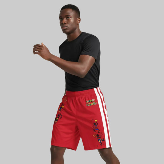 Ethnic Music Cartoon Men's Jogger Shorts - Happily Celebrating Heritage