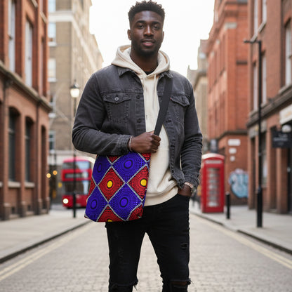 Bold Geometric Dot-Print Adjustable Tote Bag