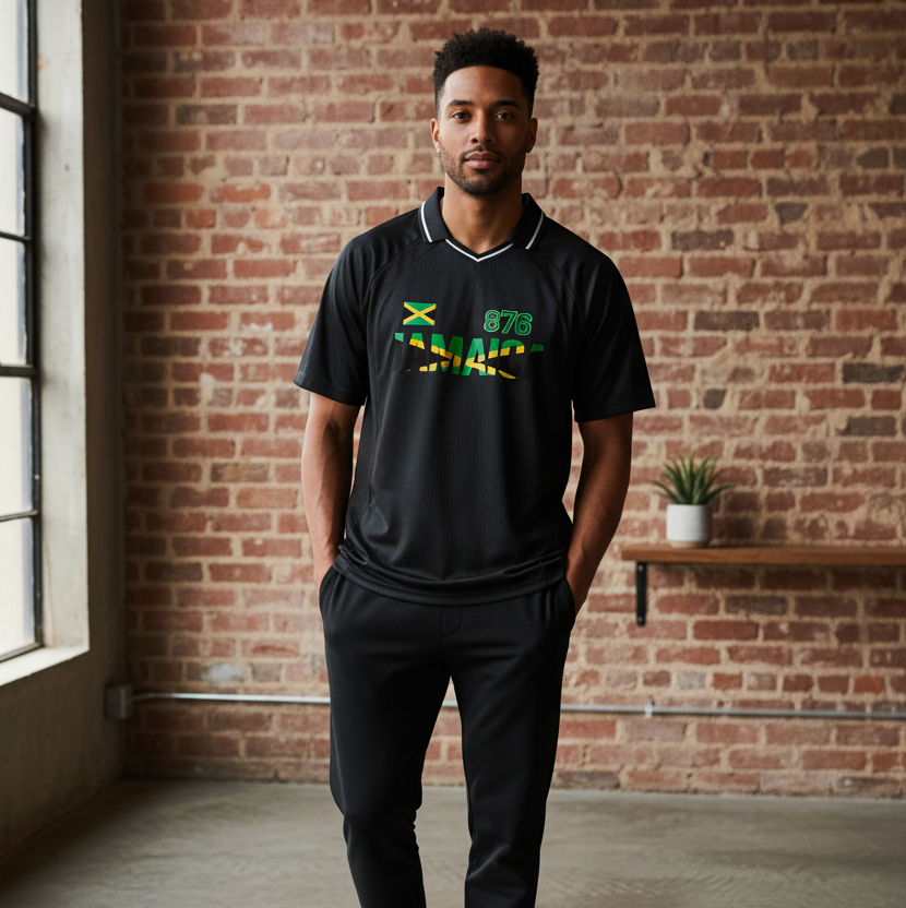 Jamaican Pride Themed Graphic V-Neck Unisex Soccer Jersey