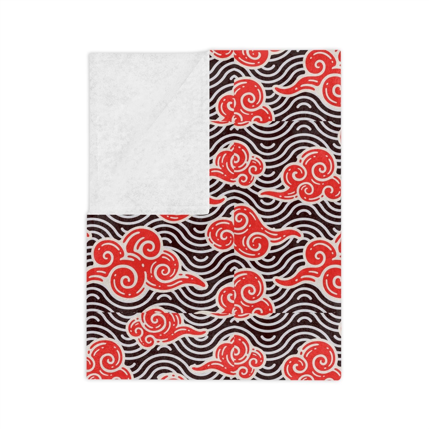 Red Cloud Swirl Velveteen Blanket — Plush Microfiber Throw