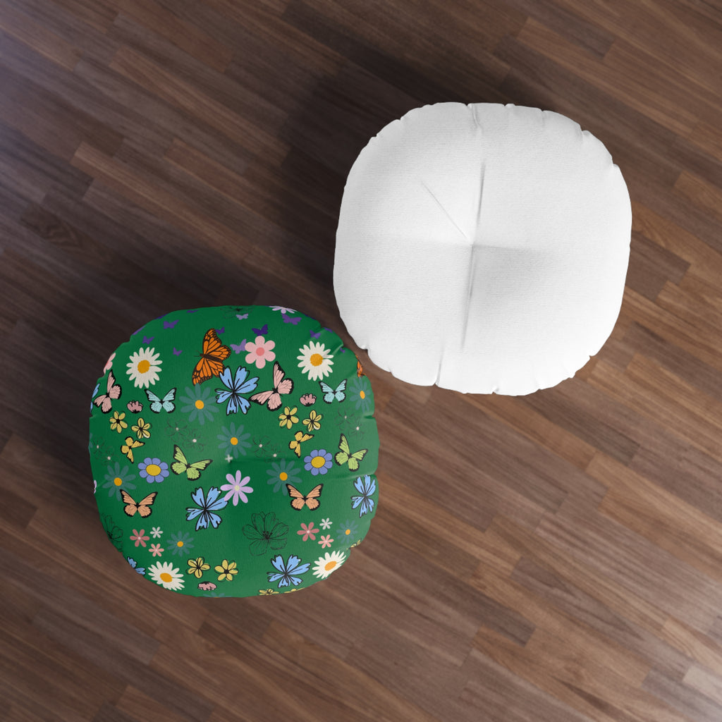Floral Tufted Floor Pillow - Round Cushion for Cozy Decor Printify