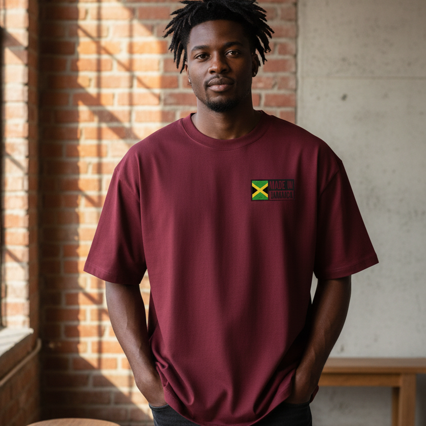Jamaica Flag Art Themed Graphic Boxy Oversized Unisex T-Shirt