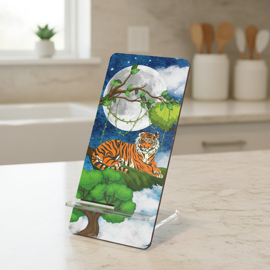 Tiger Moon Phone Stand — Decorative Mobile Display Holder for Smartphones