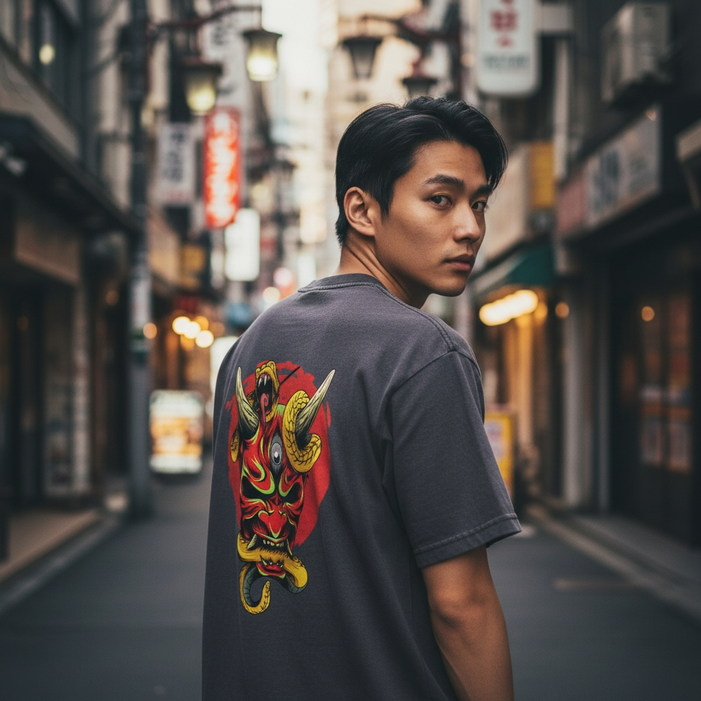 Samurai Menpo Unisex Graphic Tee, Bamboo Slub Snow Washed T-Shirt ODMPOD