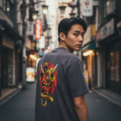 Samurai Menpo Unisex Graphic Tee, Bamboo Slub Snow Washed T-Shirt