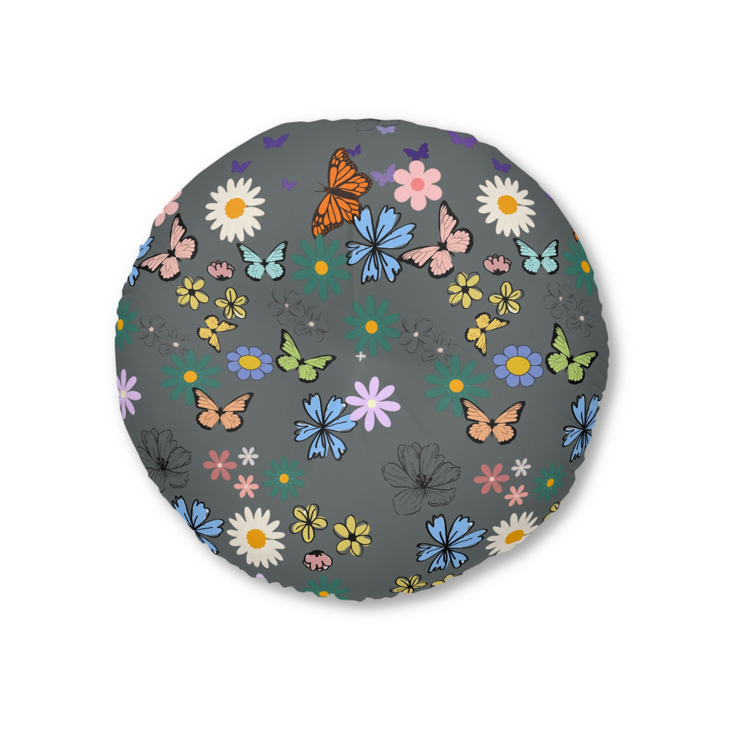 Floral Tufted Floor Pillow - Round Cushion for Cozy Decor Printify