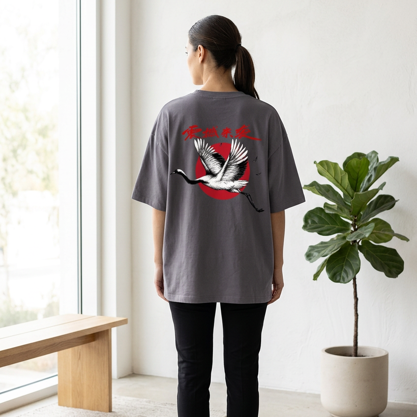 Red-Crowned Craned Graphic Unisex Seamless Unisex T-Shirt