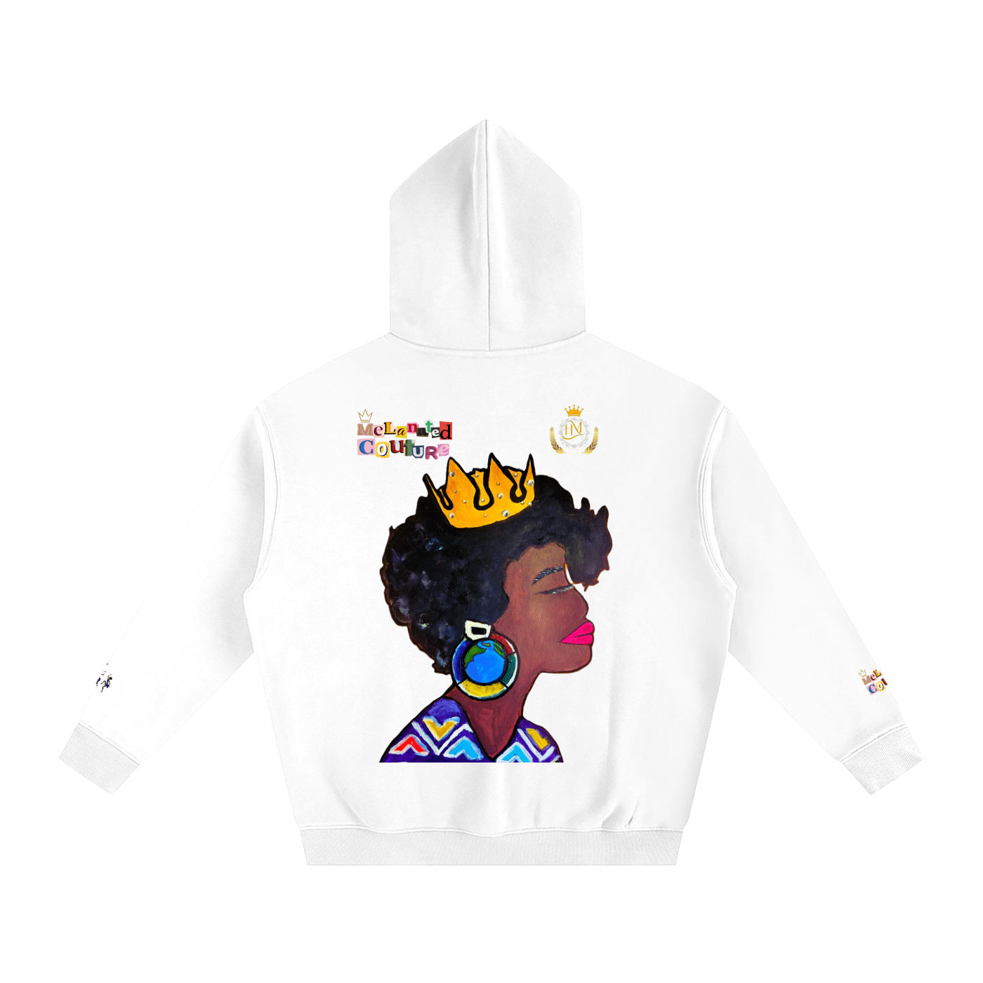 Crowned Black Woman Art Graphic Unisex Oversize Fleeced Hoodie
