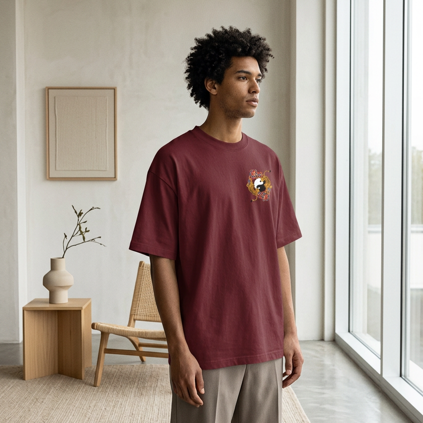 Ying and Yang Graphic Tiger Unisex Seamless Unisex T-Shirt