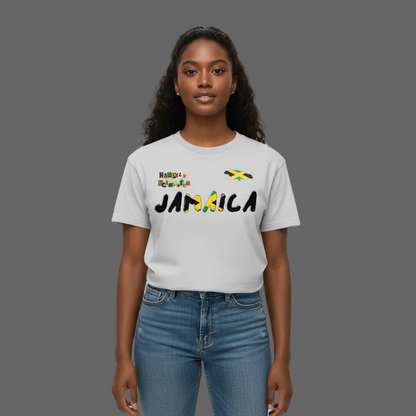 Jamaica Flag Themed Graphic Vintage Wash Cotton Unisex T-Shirt