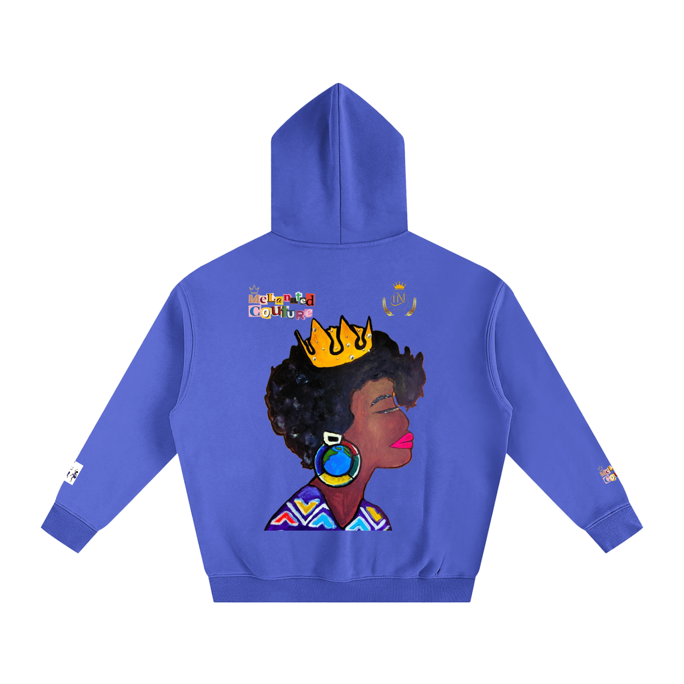 Crowned Black Woman Art Graphic Unisex Oversize Fleeced Hoodie