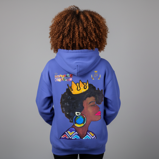 Crowned Black Woman Art Graphic Unisex Oversize Fleeced Hoodie