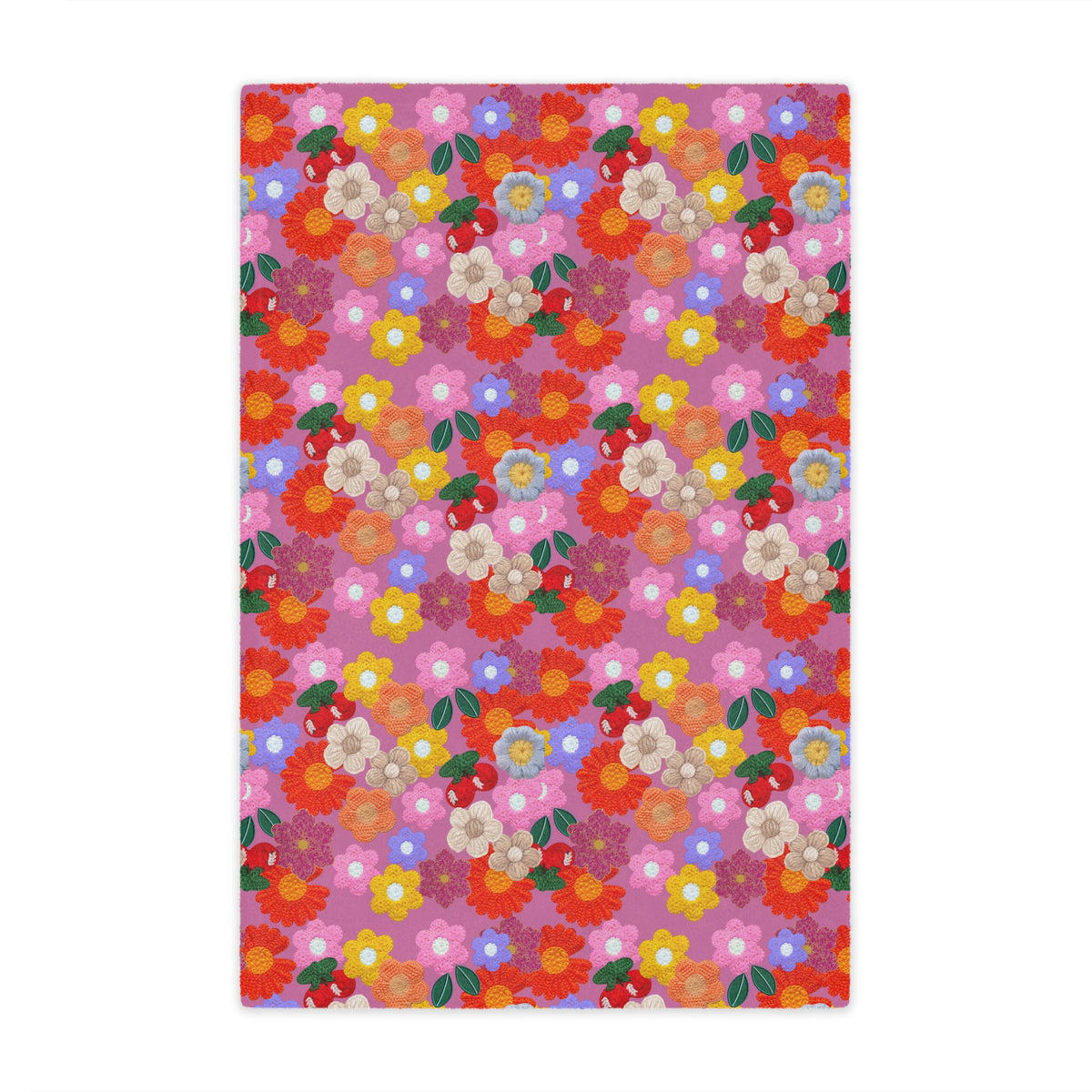 Floral Fiesta Minky Blanket — Bright Retro Flower Pattern, Cozy Throw for Living Room & Kids Printify