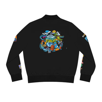 Travel Graphic Bomber Jacket – 'Travel' Adventure Patch Design