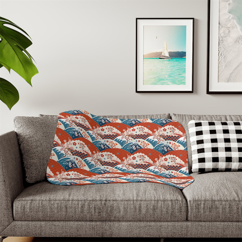 Sherpa Blanket, Asia Inspired Cozy Design Printify