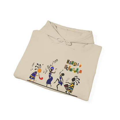 Ethnic Streetwear Pullover Hoodie, Hand-Drawn Tribal Music Art, Urban Fashion