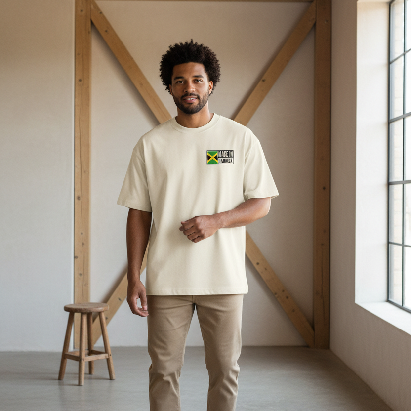 Jamaica Flag Art Themed Graphic Boxy Oversized Unisex T-Shirt