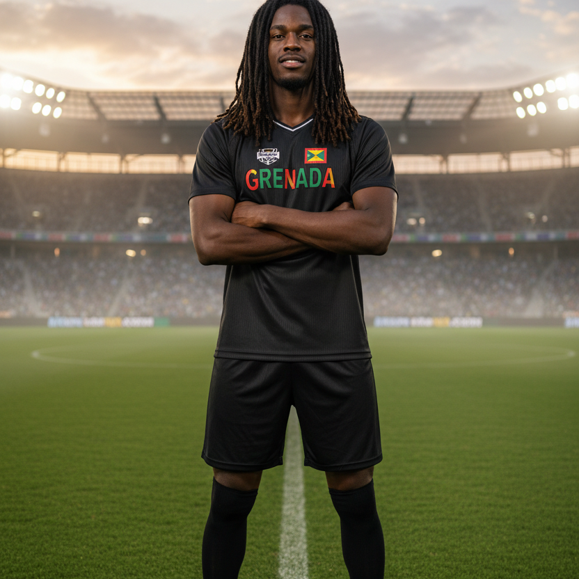 Grenada Flag Themed Graphic  V-Neck Soccer Jersey