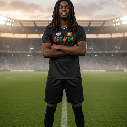 Grenada Flag Themed Graphic  V-Neck Soccer Jersey