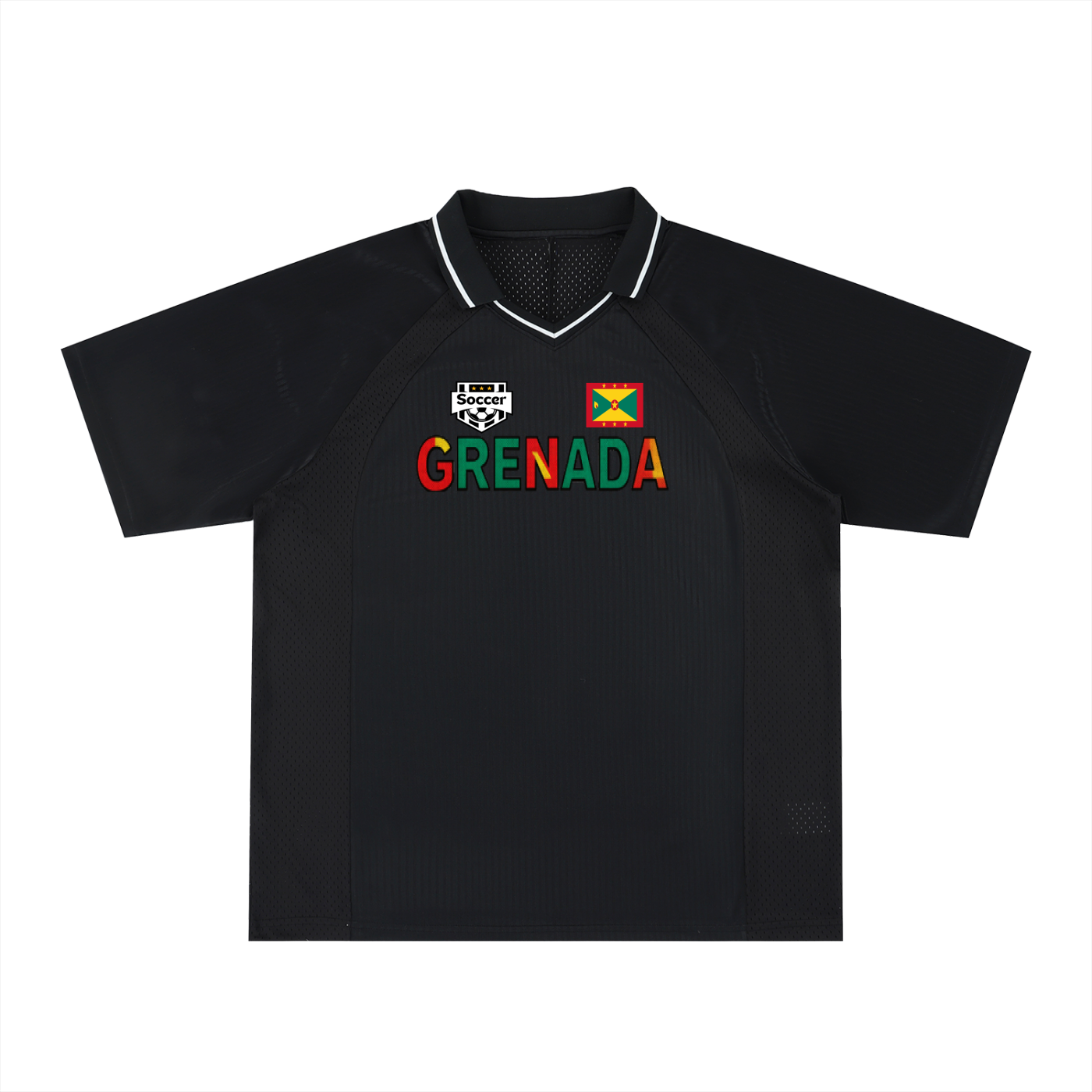 Grenada Flag Themed Graphic  V-Neck Soccer Jersey