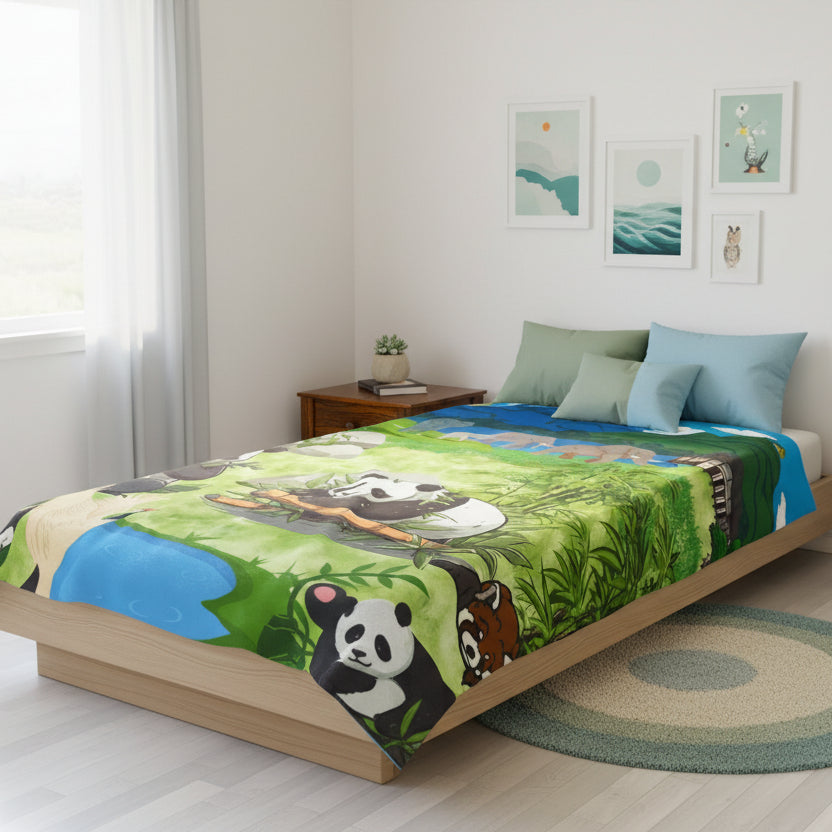Cozy Panda Plush Blanket, Ideal for Kids' Rooms, Nursery Decor, Animal Lovers Gift Printify