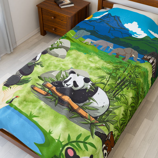 Cozy Panda Plush Blanket, Ideal for Kids' Rooms, Nursery Decor, Animal Lovers Gift