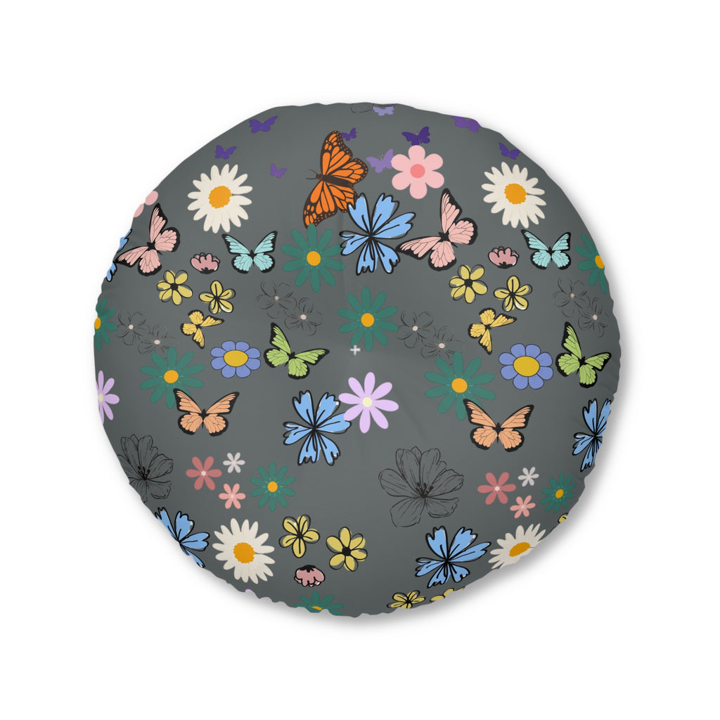 Floral Tufted Floor Pillow - Round Cushion for Cozy Decor Printify