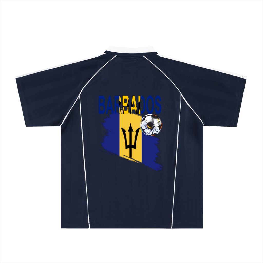 Barbados Flag Shadow Stripe Collared Soccer Jersey