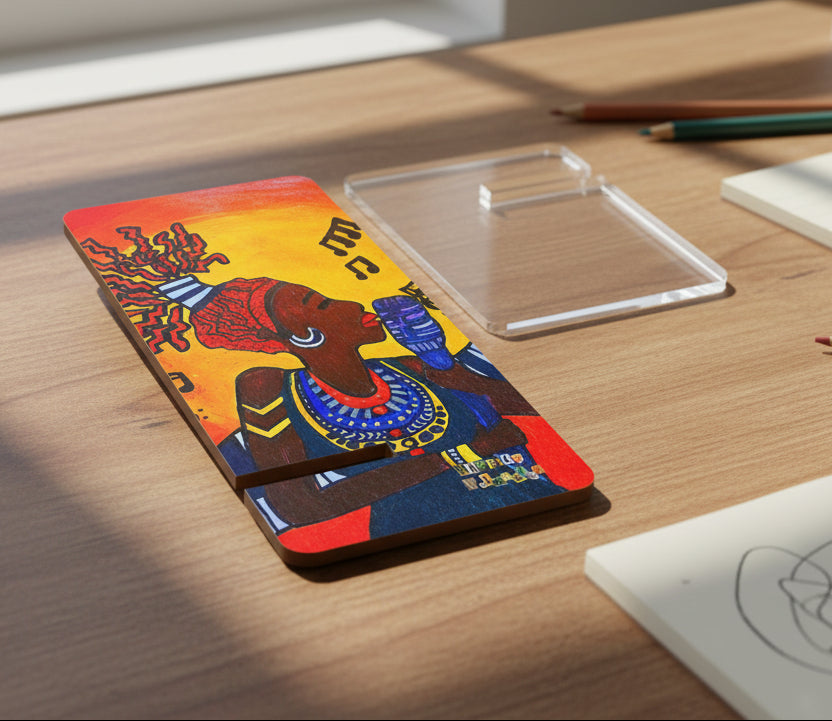 Artistic Smartphone Display Stand - Vibrant Music Theme Printify