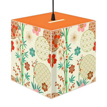 Japanese Floral Cube Lamp — Vintage Sakura Pattern Light Cube