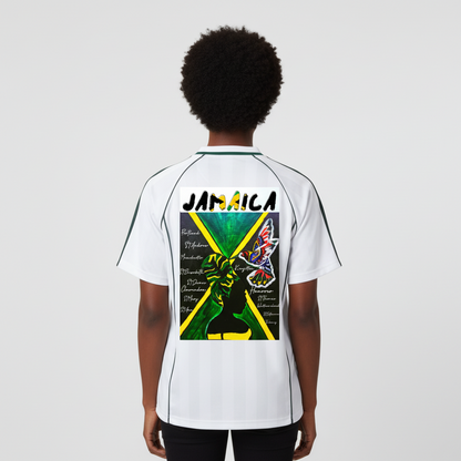Jamaica Themed Graphic Shadow Stripe Collared Soccer Unisex Jersey